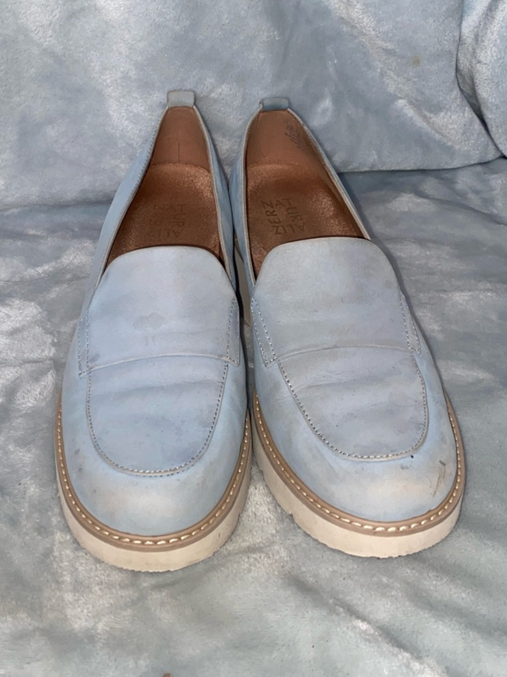 Naturalizer Light Blue Suede Slip-On Loafers